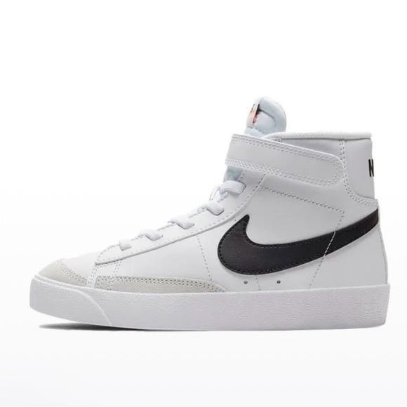 Nike Preschool Blazer Mid 77 Hook And Loop White Black Team Orange DA4087-100 - Picture 3 of 12